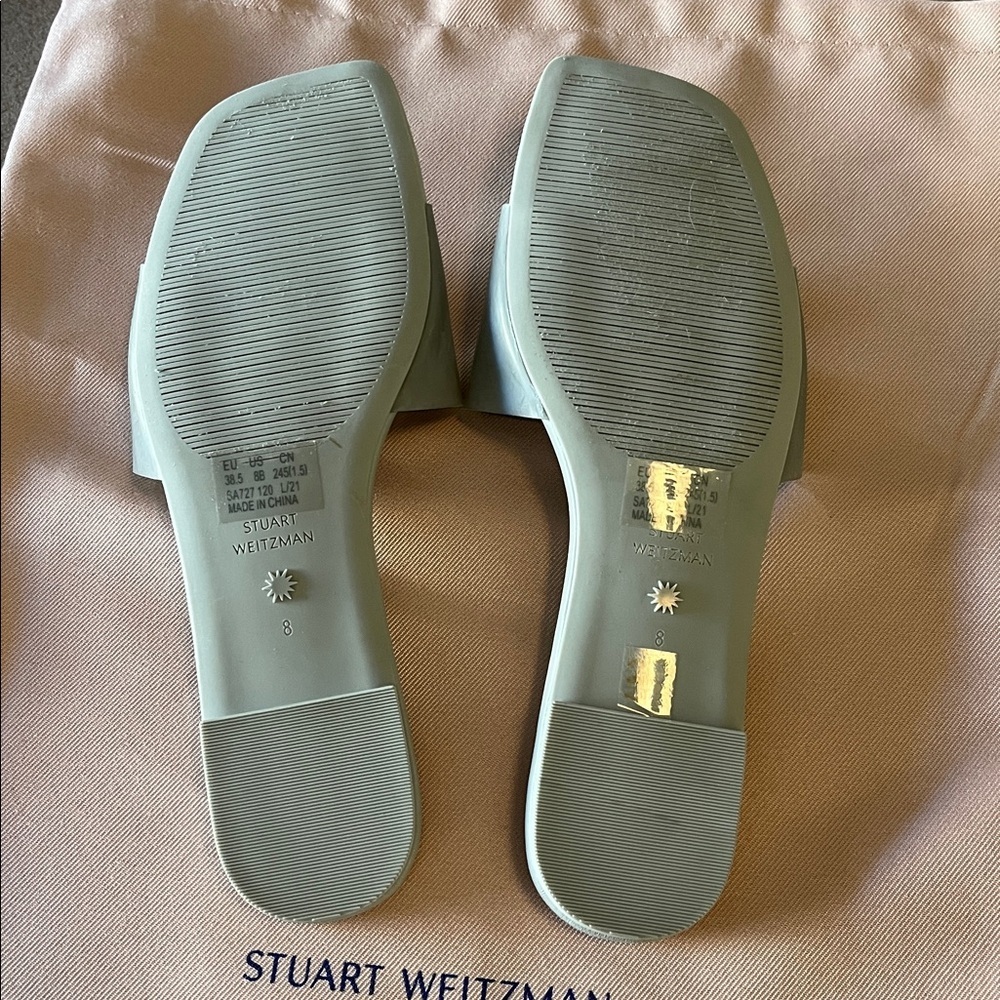 Stuart Weitzman Light Gray Slide Sandals- 8 - Picture 3 of 5
